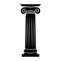 Greek pillar black vector icon isolated on white background