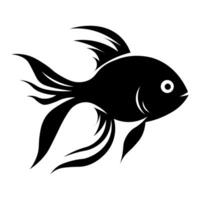 Goldfish black vector icon isolated on white background