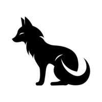 Fox black vector icon isolated on white background