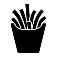 French fries black vector icon isolated on white background