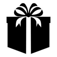 Gift black vector icon isolated on white background