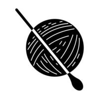 Knitting black vector icon isolated on white background