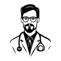 Doctor black vector icon isolated on white background