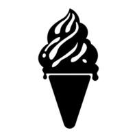 Ice cream black vector icon isolated on white background