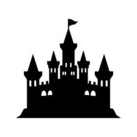 Castle black vector icon isolated on white background