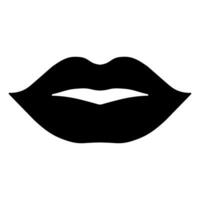 Lips black vector icon isolated on white background