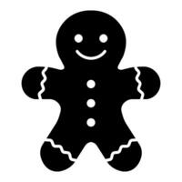 Gingerbread man black vector icon isolated on white background