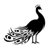 Peacock black vector icon isolated on white background