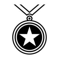 Medal black vector icon isolated on white background