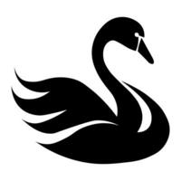 Swan black vector icon isolated on white background