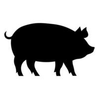 Pig black vector icon isolated on white background