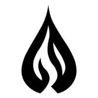 Flame black vector icon isolated on white background