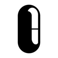 Pill black vector icon isolated on white background