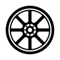 Wheel black vector icon isolated on white background