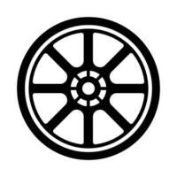 Wheel black vector icon isolated on white background