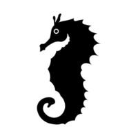 Seahorse black vector icon isolated on white background