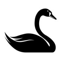 Swan black vector icon isolated on white background