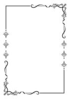 Frame corner and border vector element with filigree vintage style. Decorative ornament design for page, frame, template, paper, card, certificate, wedding invitation, menu.