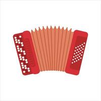 Set of Chromatic Button Accordions or Russian Bayan, Diatonic Melodeon and Piano Accordion, Harmonic, Jews-harp. Flat Vector Folk Ethnic Musical Instruments isolated on white.