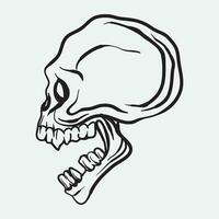 hand drawn skull art vector illustration line art of skull of human