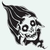 hand drawn skull art vector illustration line art of skull of human