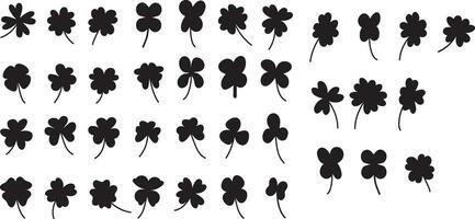 Clover Vector illustration Sketch line clover Hand drawn brush shamrocks on white background St Patricks Day