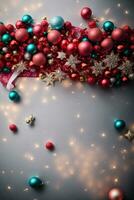 AI generated Realistic Merry Christmas and happy new year celebration background photo