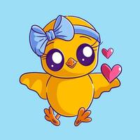 Cute chicks cartoon with love vector