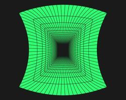 Cyberpunk perspective tunnel. Cyber geometry y2k element. Isolated style on black background. Vector trendy illustration.