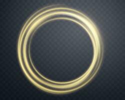 Gold magic glowing ring. Neon realistic energy flare halo ring. Abstract light effect. Vector illustration.