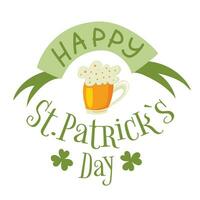 Vector illustration of Happy Saint Patrick s Day card with beer
