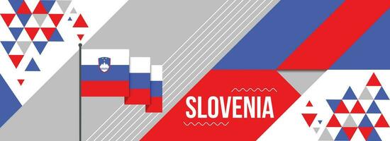 Slovenia national or independence day banner design for country celebration. Flag of Slovenia modern retro design abstract geometric icons. Vector illustration