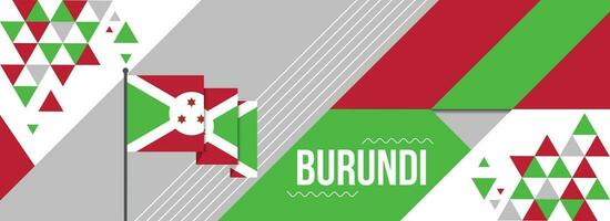 Burundi national or independence day banner design for country celebration. Flag of Burundi modern retro design abstract geometric icons. Vector illustration