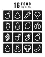 íconos de vegetales y frutas en un lineal estilo vector
