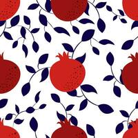 seamless pattern with pomegranates and leaves vector