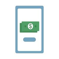 Save money on line with smartphone vector