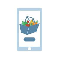 buying fresh food use mobile app illustration vector