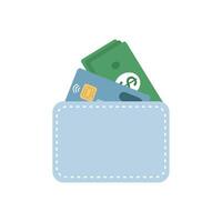 wallet with money and bank cards vector