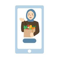 ordering delivery from grocery store vector