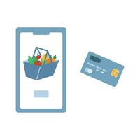 buying fresh food use mobile app vector