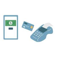 payment process with pos terminal and credit card vector