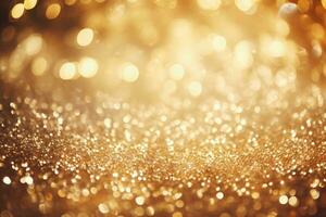 AI generated Abstract Gold Glitter Bokeh Background Defocused. Generative AI photo
