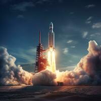 AI generated Space Rocket Launch and Technology Development. Generative AI photo
