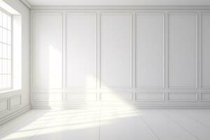 AI generated White Wall Room with Natural Light Shining Through Window. Generative AI photo