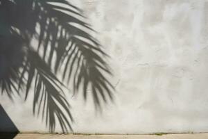 AI generated Palm Leaves Shadow on Concrete Wall, Abstract Background for Summer and Beach Designs. Generative AI photo