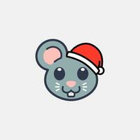 Mouse Wearing Santa Hat Illustration vector