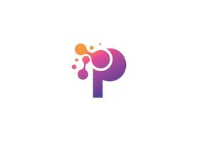 Letter P Technology vector monogram logo design template. Letter P molecule, Science and Bio technology Vector logo