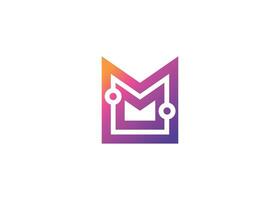 Letter M Technology vector monogram logo design template. Letter M molecule, Science and Bio technology Vector logo