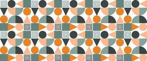 Geometric pattern vector background with Scandinavian abstract color or Swiss geometry prints of rectangles, squares and circles shape design