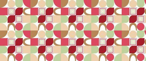 Geometric pattern vector background with Scandinavian abstract color or Swiss geometry prints of rectangles, squares and circles shape design